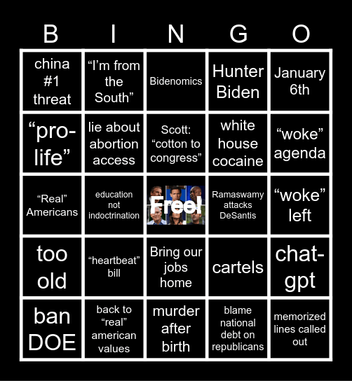 Oh, MAGA! My Attorneys are Getting Arrested! (bingo 2023 G0P primary debate - 1st) Bingo Card