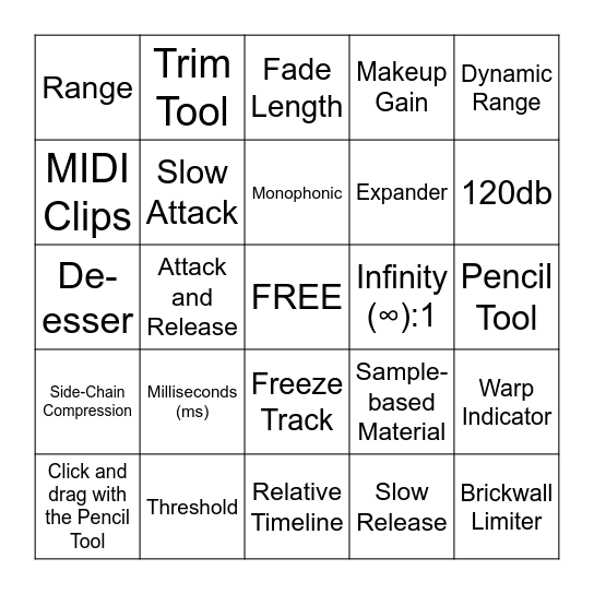 Dynamic Processors Bingo Card