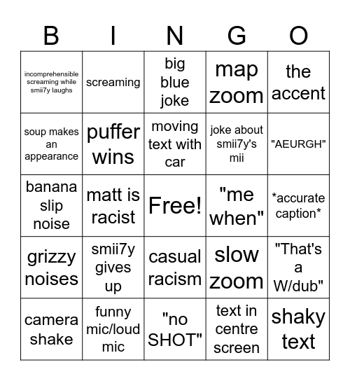 Smii7y Mario Kart Bingo Card