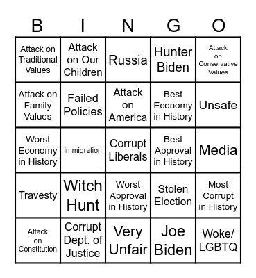 Play Trump BINGO Card