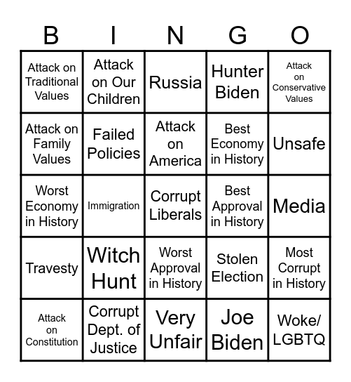 Play Trump BINGO Card