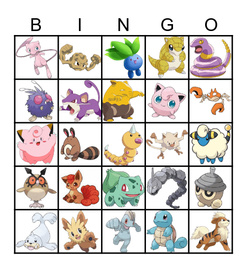 Pokemon Bingo Card