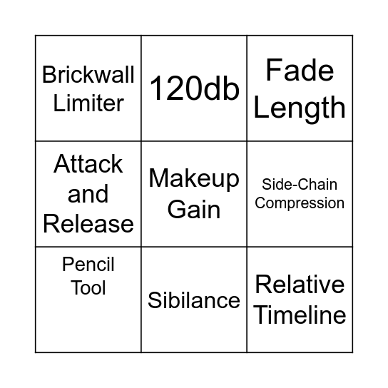 Dynamic Processors Bingo Card