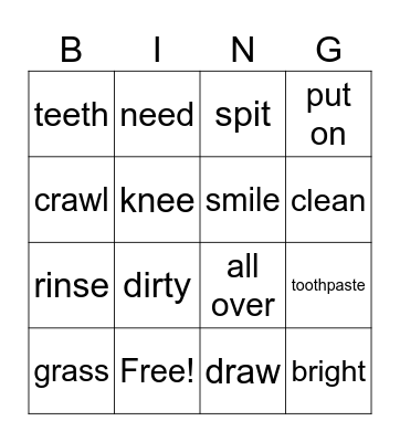 Review Words Bingo Card