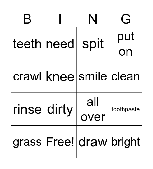 Review Words Bingo Card