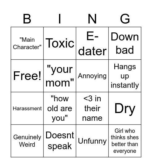 Userphone bingo Card