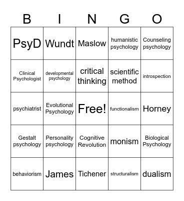 Psych Daddy PLUS Bingo 2 Bingo Card