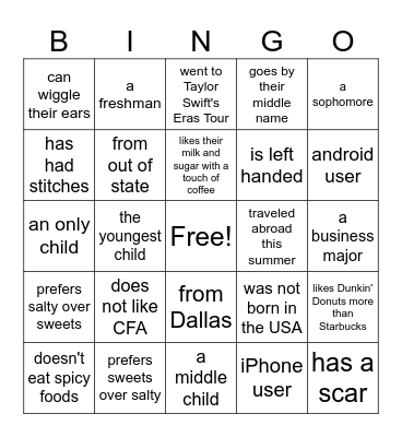 College CG Kick-Off Bingo Card