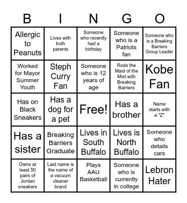 Breaking Barriers Human Bingo Card