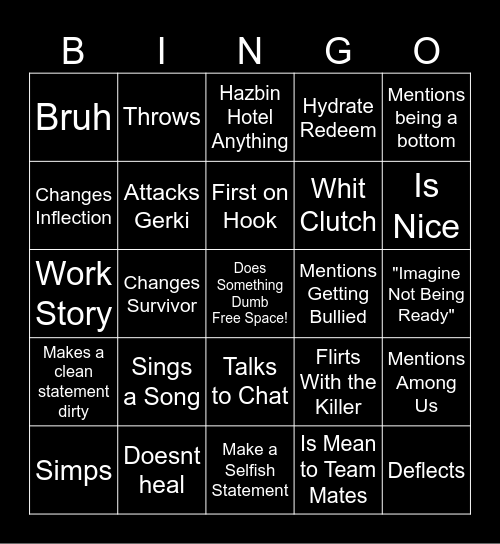 Whittles Bingo Card