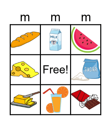 Food Bingo Card