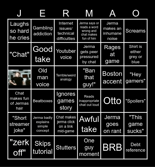 Jerma985 Stream Bingo Card