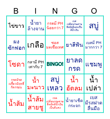 กรด เบส Bingo Card