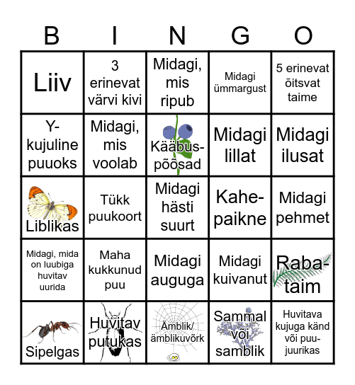 Looduse Bingo Card