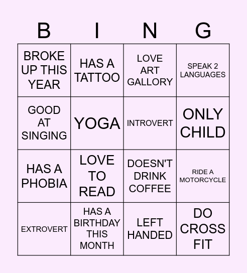 FIND SOMEONE WHO... Bingo Card