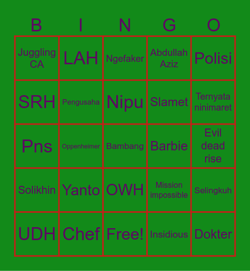 Yeriana 😝❓️❗️ Bingo Card