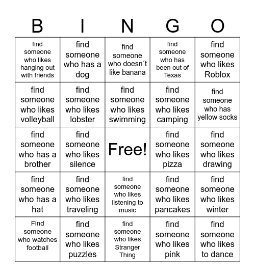 Get to Know You BINGO! Bingo Card