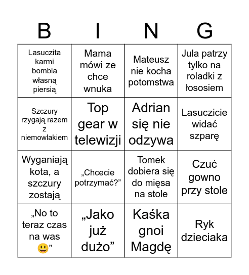 Święta u tomkow: edycja z bombelkiem Bingo Card