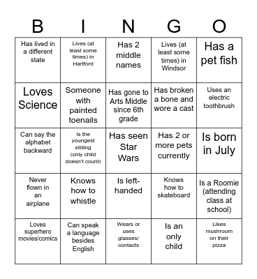 Get-To-Know-You BINGO Card