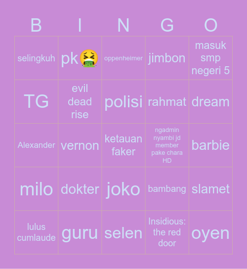 🇯🇵 mina 🇯🇵 Bingo Card