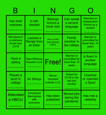 Faculty of Color Get-To-Know-You Bingo Card