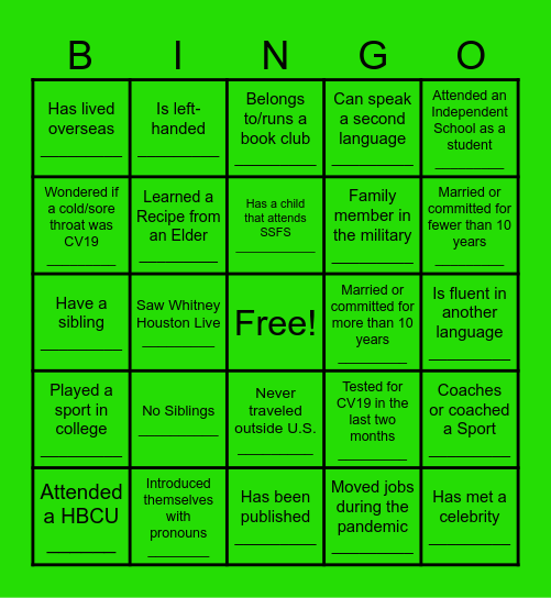 Faculty of Color Get-To-Know-You Bingo Card