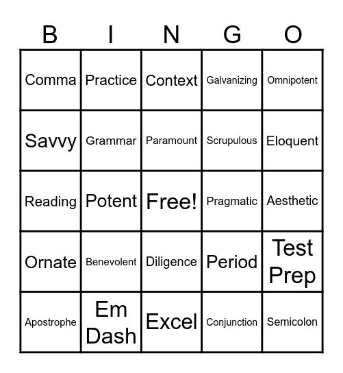 Week 1 Bingo Card