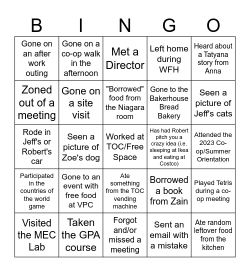 TOC Co-op Bingo Card