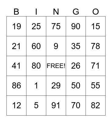 Jeremy Angel Bingo Card
