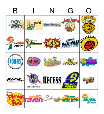 Disney vs Nick Bingo Card