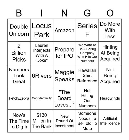 Town Hall Bingo Card