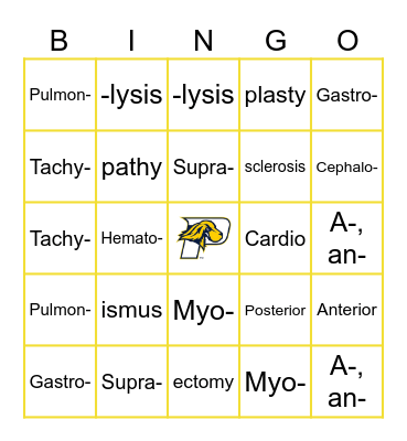 Medical Lingo Bingo Card