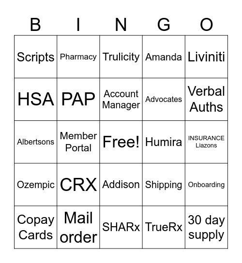 SHARx BINGO Card