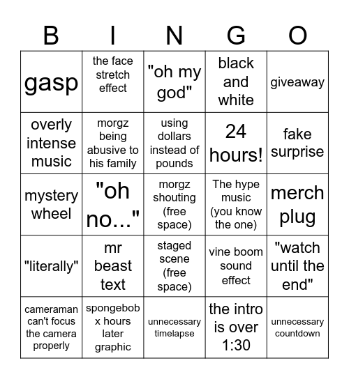 morgz bingo Card