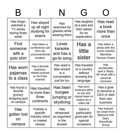 FIND SOMEONE WHO Bingo Card