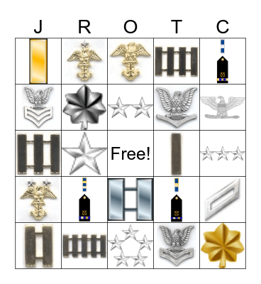 NJROTC and navy ranks Bingo Card