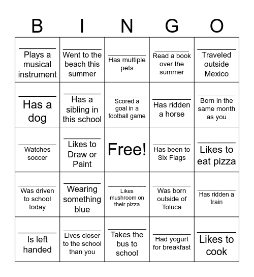 MINGO BINGO Card