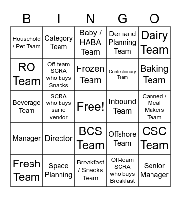 SC People Bingo Card