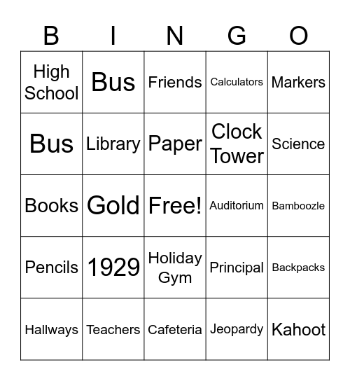 Broughton Bingo Card
