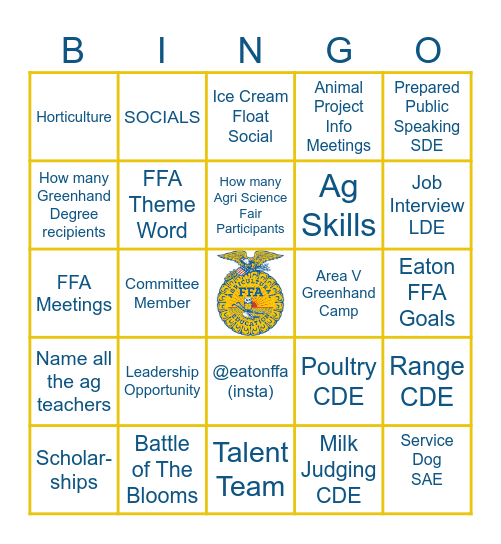 What is FFA Bingo! Bingo Card