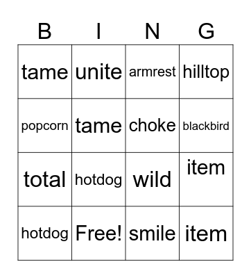 Long a, i, o Bingo Card