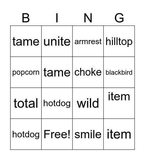 Long a, i, o Bingo Card