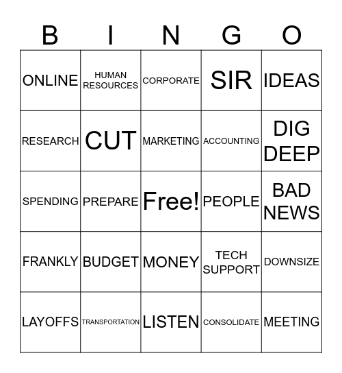 BUSINESS  Bingo Card