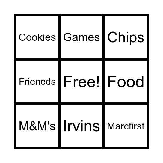 Picnic Bingo Card