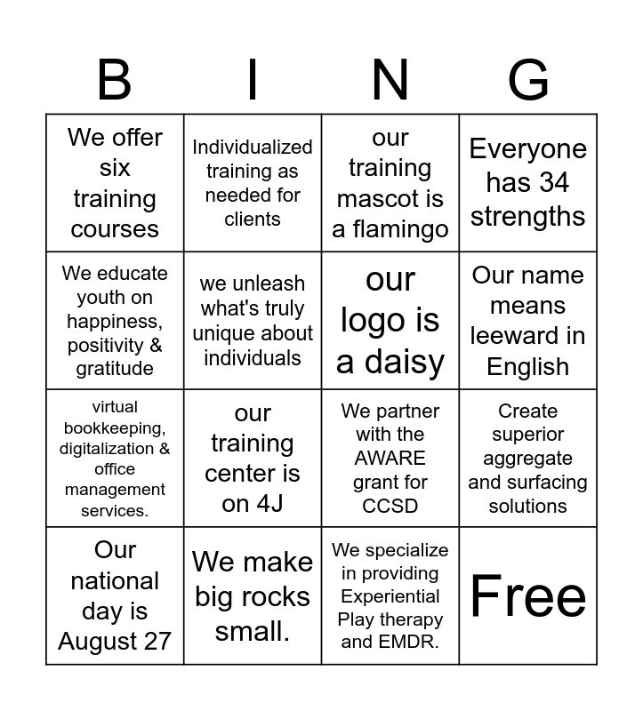Fuel Blackout Bingo Card