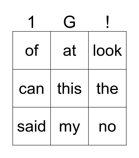 BINGO Card