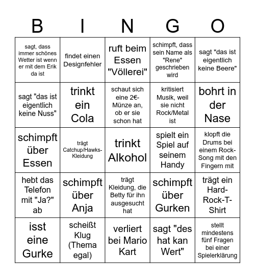 Gulianis Bachelor Bingo Card