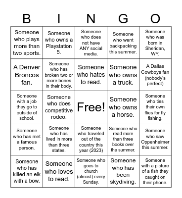 Icebreaker Bingo Card