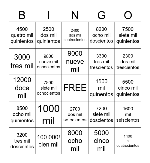 BINGO Card