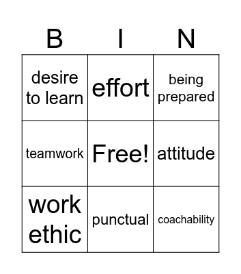 Employability Skills Bingo Card